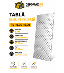 Tabla inox perforata AISI 304 RV 5.00-8.00, 1.5 x 1000 x 2000 mm, 2 mp